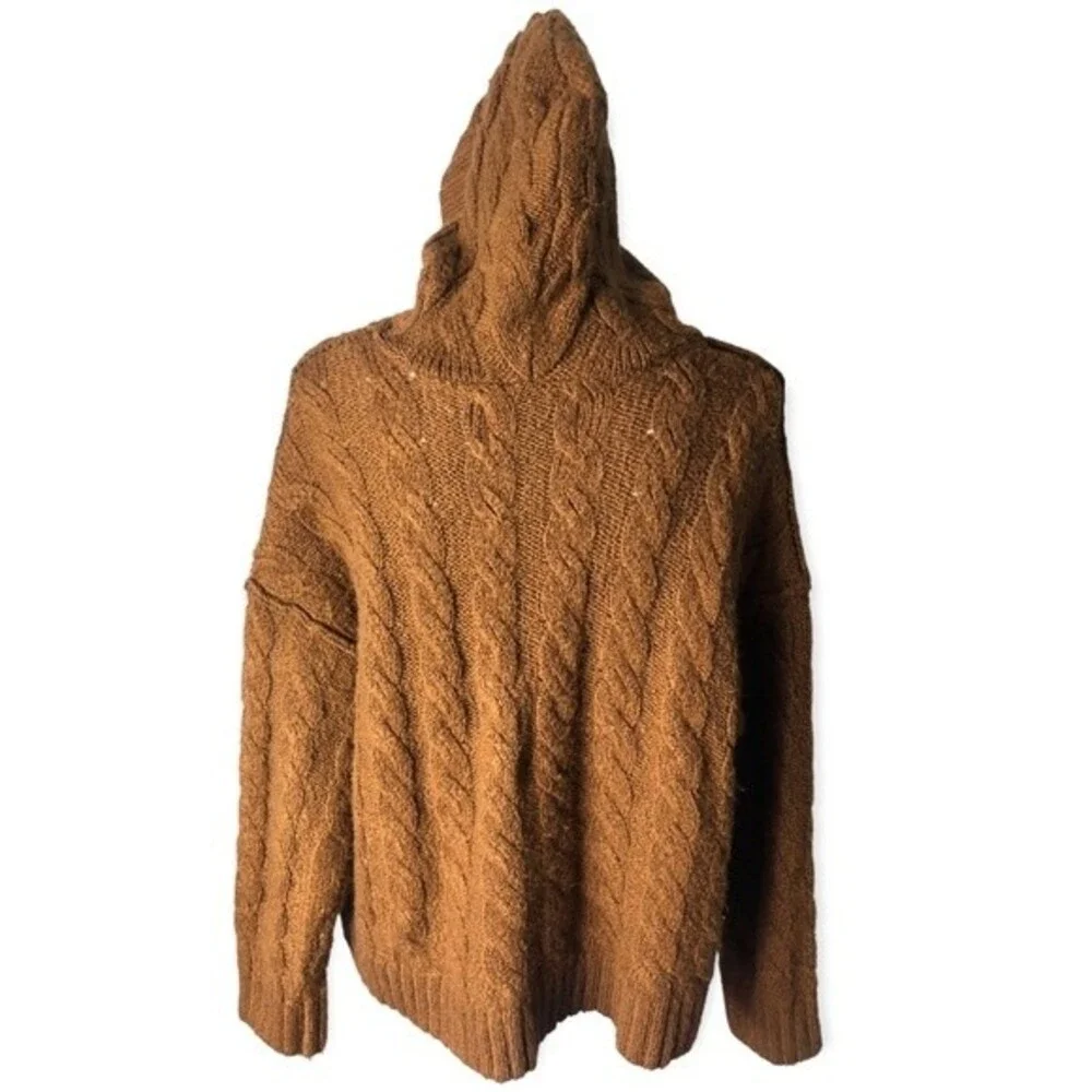 American Eagle Cable Knit Long Sleeve Pullover Hoodie